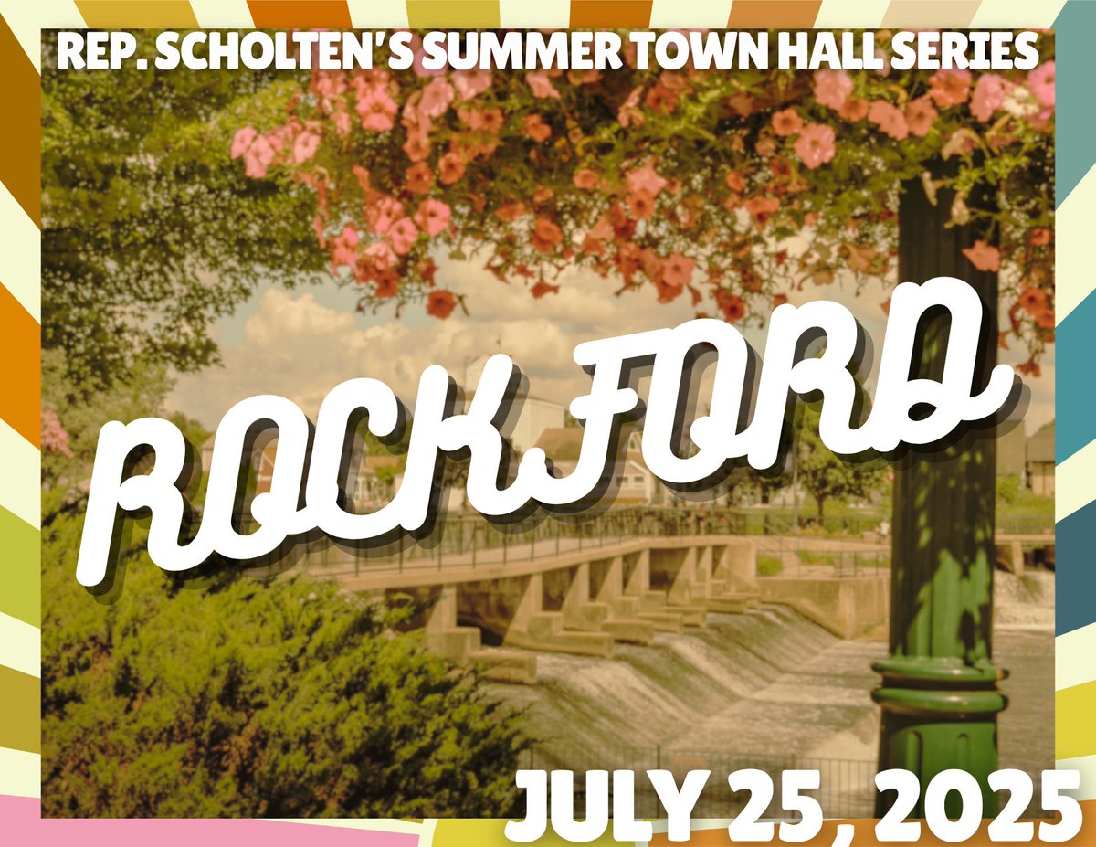 RepScholten's tweet image. The next town hall in my Summer Town Hall Series is in Rockford on July 25th! For more info and to RSVP, visit scholten.house.gov/townhall.