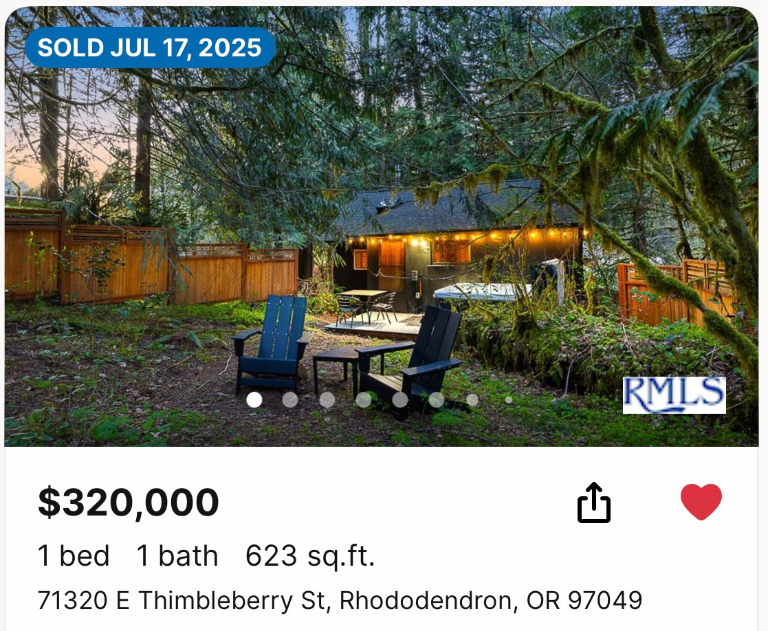 rohindhar's tweet image. A personal transaction to share. Sold one of our short term rentals!
A little cabin near Mt Hood, Oregon
Purchased at the end of 2020 for $255k, sold just now for $320k
A solid little performer earning about $20k profit each year we owned it. But time to move on from it as…