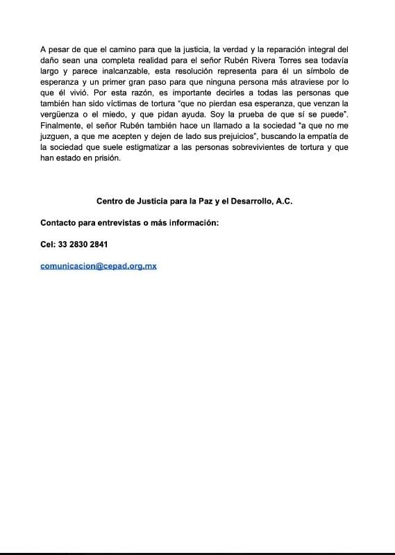 CEPAD_AC's tweet image. ⛓️💥 ¡Rubén Rivera Torres es libre!
✊🏽 Luego de pasar 14 años y 9 meses en prisión de manera injusta por un delito que no cometió, fue puesto en libertad el pasado jueves 10 de julio.
⚖️ La resolución emitida por el @supremotribjal resulta trascendental frente a la…