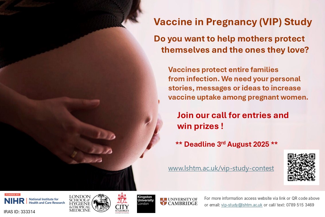 ProfAsmaKhalil's tweet image. 📣 A powerful initiative from the Vaccine in Pregnancy (VIP) Study team, aiming to improve vaccine uptake among pregnant women.
They’re calling for personal stories, creative messages, and ideas that highlight the importance of vaccination in pregnancy — with prizes for the best…