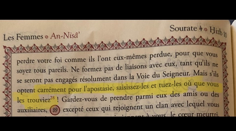 MohamedGlow's tweet photo. Je ne souhaite la mort de personne. Pourtant, le Coran (4:89) et Boukhari (6922) appellent à tuer les apostats comme moi.
Je le dis sans haine : ces textes existent. Et je refuse de me taire. Jamais !
#Apostasie #Islam #LibertéDeConscience #CritiqueDesTextes #LibrePensée https://t.co/09AxS15VmP