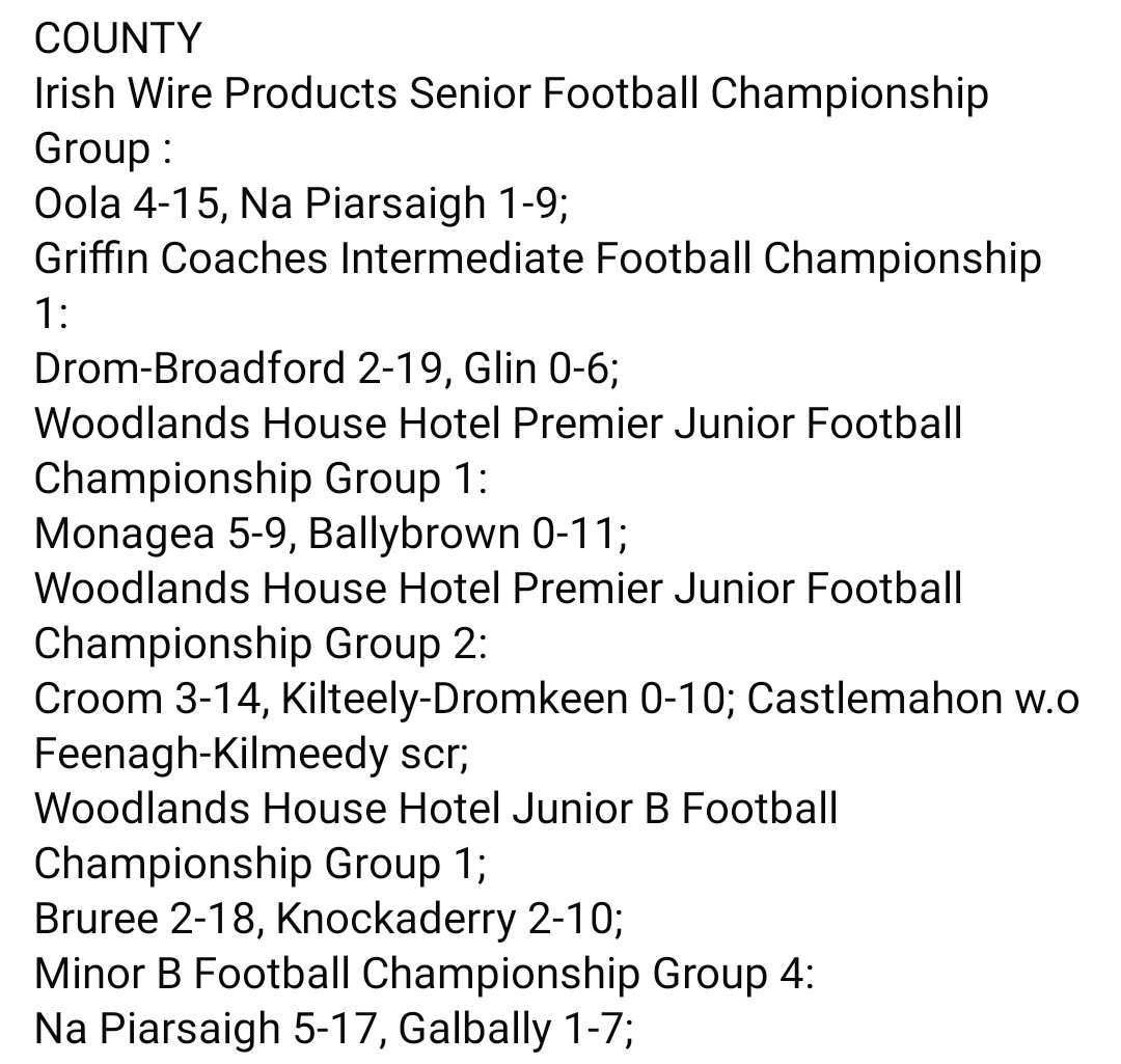 MattOCall's tweet image. LIMERICK GAA RESULTS THURSDAY