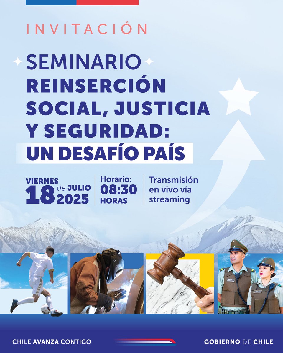 ¡No te lo pierdas! Este viernes 18 de julio conmemoramos el Día de la Reinserción Social con un seminario que reunirá a instituciones públicas, organizaciones sociales, empresas y experiencias de vida comprometidas con la inclusión✨

⏰ 08:30 a 13:15 hrs
📲 Transmisión en vivo