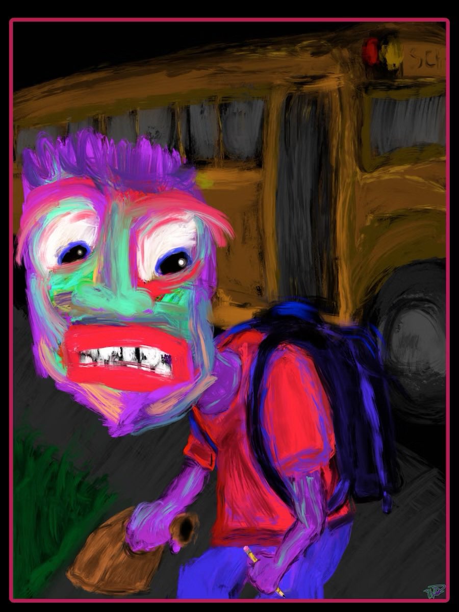 As I’m ordering my kids back to school supplies I’m reminded of this piece, still available, and one of my all time favorites; 

“First Day of School”

1 of 1 | Circa 2022 | 🔗👇