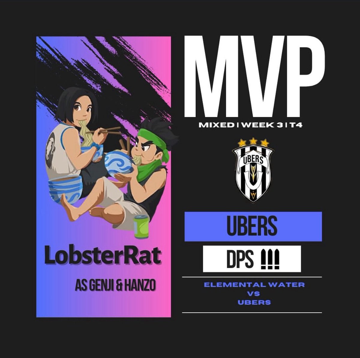 Nice work from our dps player LobsterRat, earning the MVP award for week 3 of the Kaizen tournament!