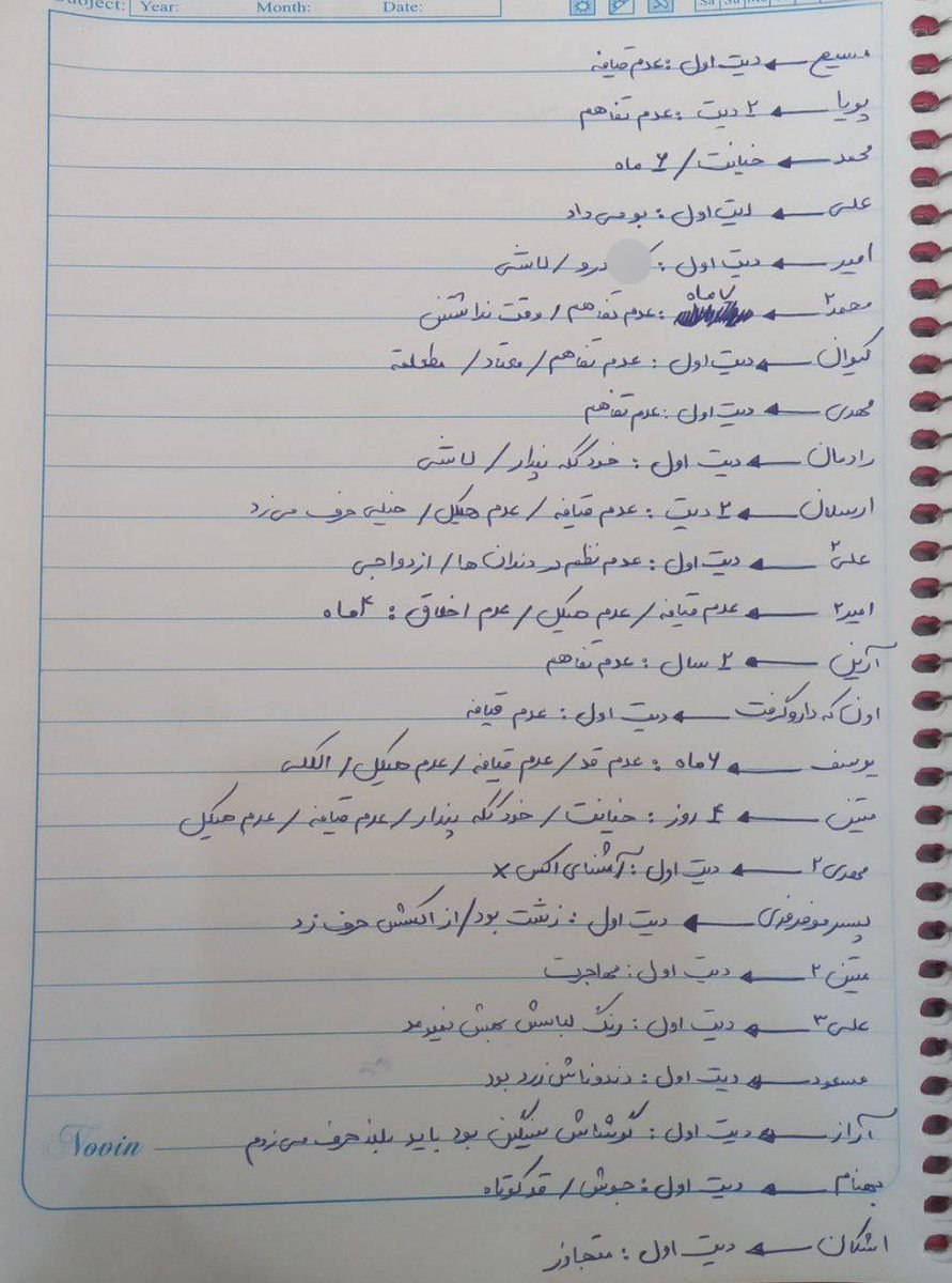 Mory4x's tweet image. این لیست مال یه دختره که علت کات با دوست پسراشو نوشته.
-فقط اونی که نوشته گوشاش سنگین بود :)))