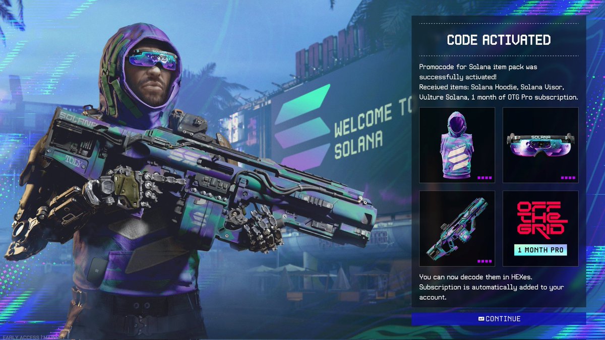 🚨 GIVEAWAY ALERT!

Celebrating <a href="/playoffthegrid/">Off The Grid</a> Steam launch with more GIVEAWAYS!!!

Giving away 5 full Solana x OTG packs (gun + hoodie + visor + Pro)

PLUS we will do 5 Solana Visor code giveaways too!

TO ENTER:

✅ Watch my livestream TODAY at 4pm PST youtube.com/CryptoStache