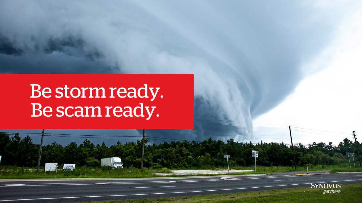 Hazards aren’t the only threat after a storm. Scammers strike when people are vulnerable—here’s how to stay sharp: bit.ly/3Hke59S

#Synovus #GetThere