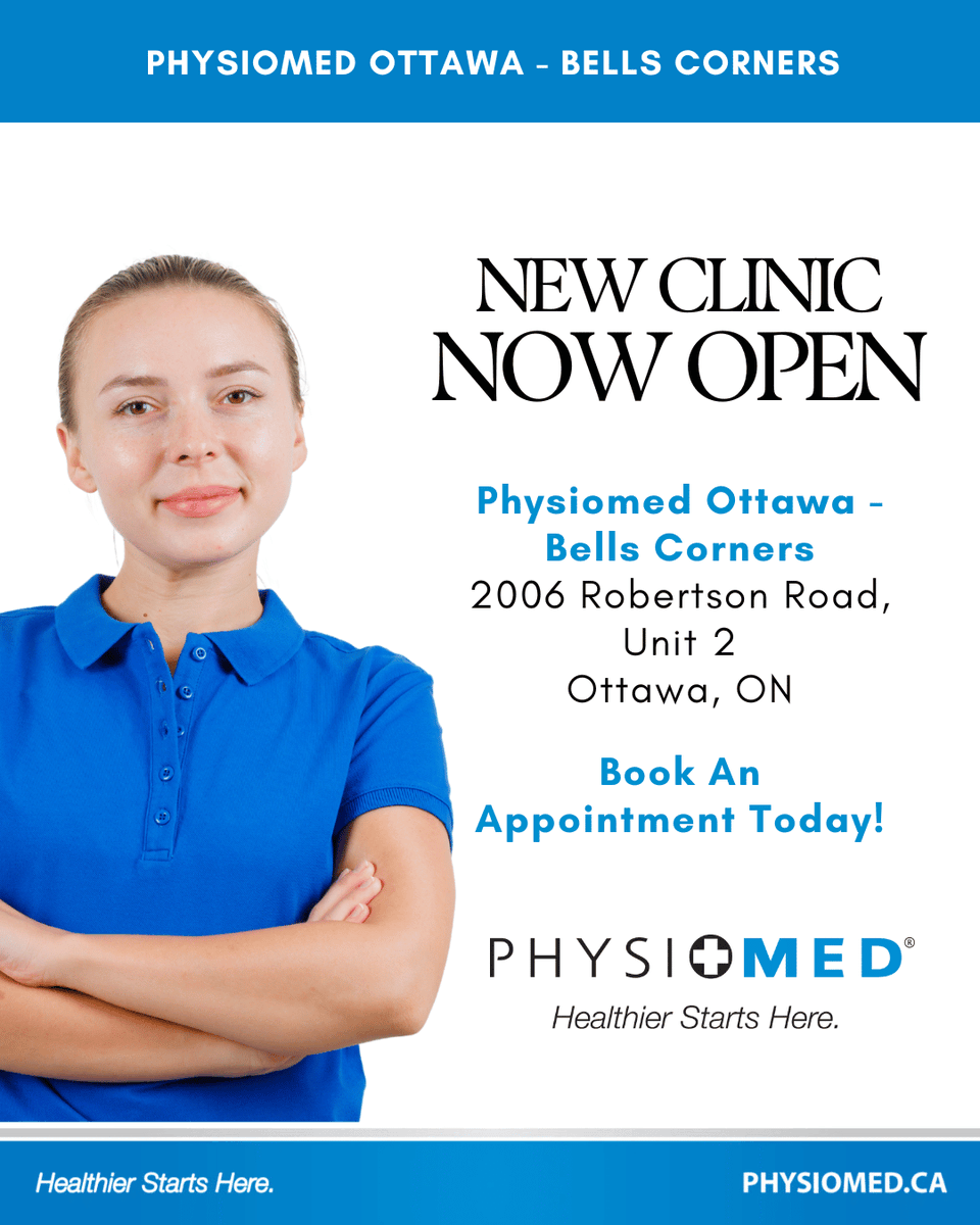physiomedhealth's tweet photo. 📣 A new Physiomed clinic has officially opened!

Physiomed Ottawa – Bells Corners is now welcoming patients at:
📍 2006 Robertson Road, Unit 2, Ottawa, ON

Book an appointment today! Healthier Starts Here.
https://t.co/pCCZ2eBiup

#PhysiomedHealth #PhysiomedOttawa #BellsCorners https://t.co/qJ45P2TYWR