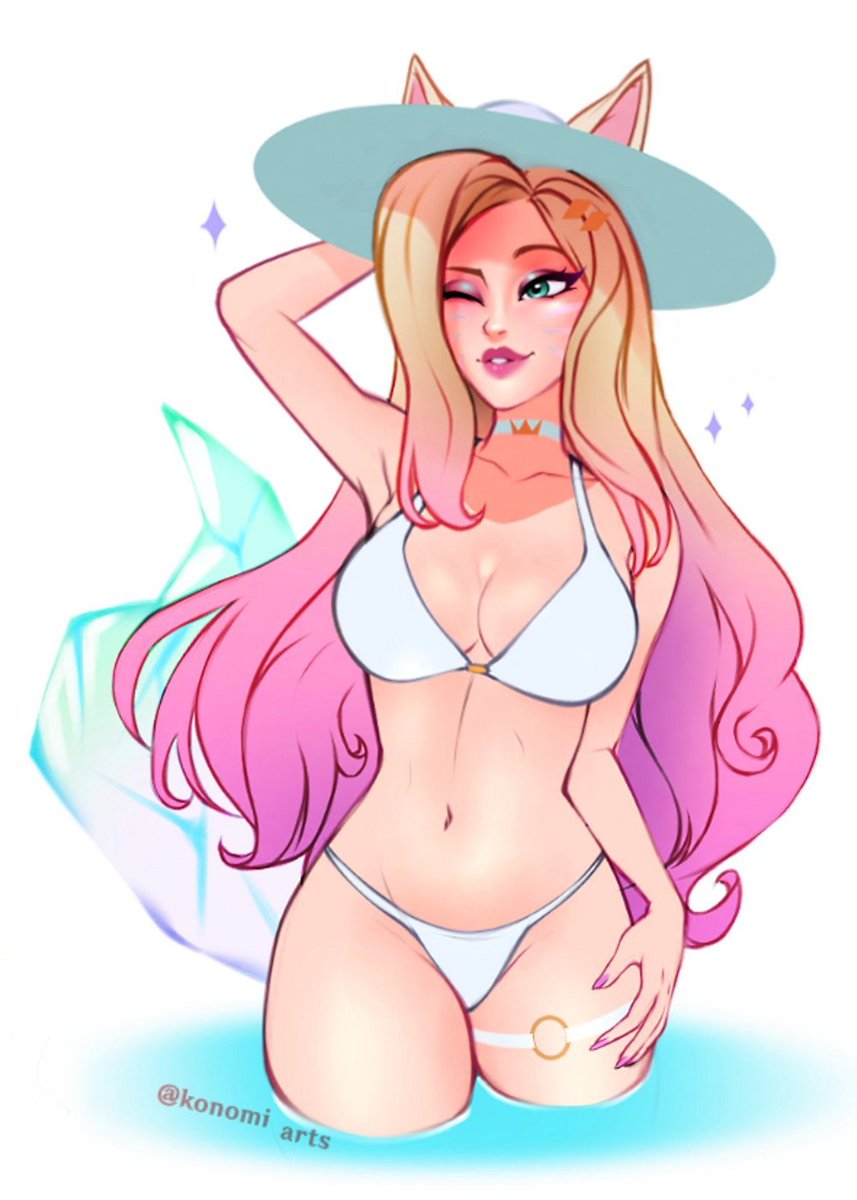 konomiarts's tweet photo. bikini time throwback!🌴🌊
#Ahri #KDA https://t.co/gFyI2QQY7m
