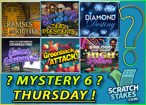 📣Thursday Spoiler Alert📣
❓❔❓What are the Mystery 6❓❔❓
Play these 6 games to reveal today’s mystery for the chance to #win up to $20,000 instant cash! 💸

🤔Have you scratched today?
👉 ow.ly/jza150UW0xu