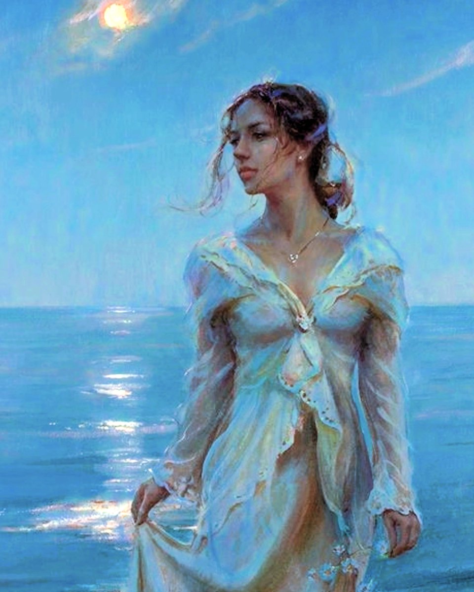 🌹♥️🌹
“The embrace was long, as if he wanted to merge with her and erase the distance of all 
the days without seeing her.”
- - - - Gabriel García Márquez.✍️♥️

"Eternal Embrace" 
By Daniel F. Gerhartz. (1965)🖌️🌹
American Painter.