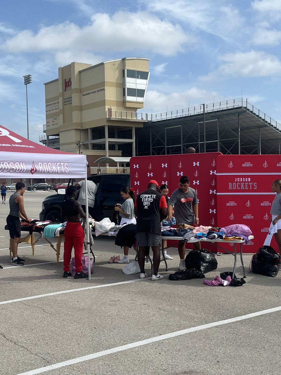 Rocket Pride Nationwide! Thank you to the families that came out to donate clothes and to the families that came to get some clothes for our first annual Judson Clothing Drive! Our players and cheerleaders did a great job! 

We’re about the community and for the community!