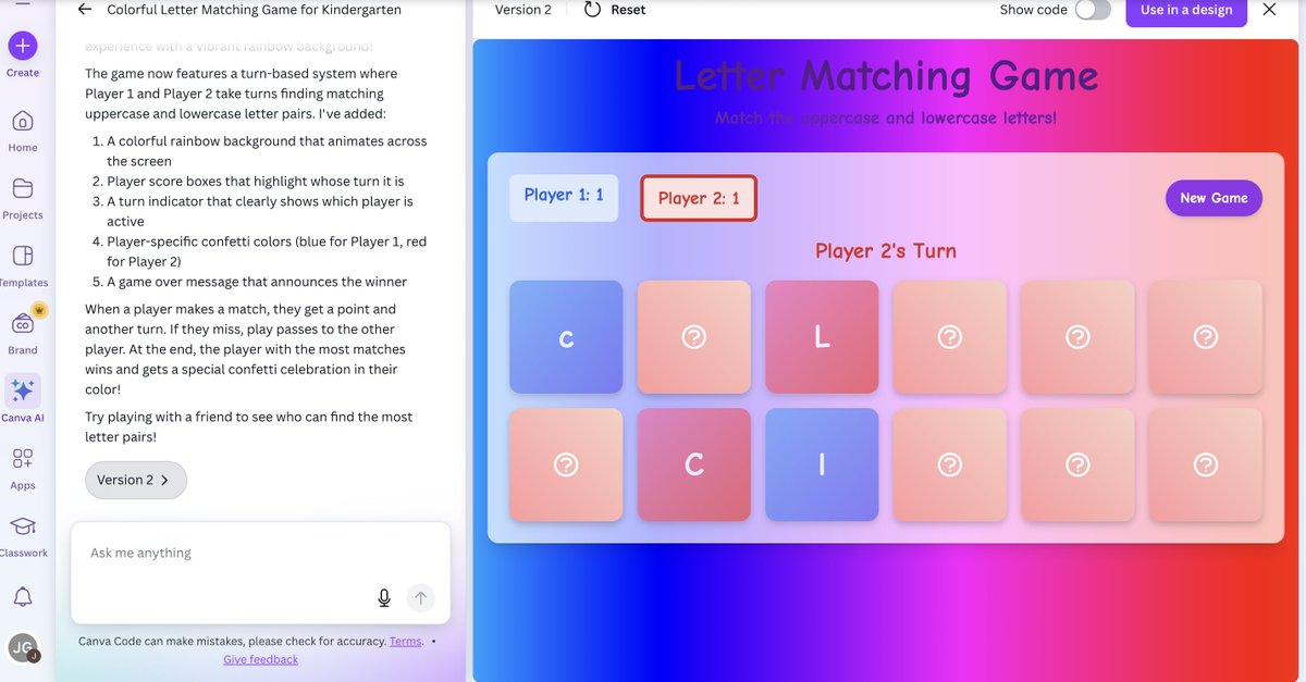 jackieg71496's tweet image. Created a fun little game for my kinder kiddos using @Canva "Code for me" feature!🙌🏽 #teacherwin @CGarza0930 @MsGracia15 @Leticia_FF77 @KarinaMarin @SaraLeeSanchez2 @marisol_garza_1 @MarlenHinojosa8 @LaJoyaISDEdTech #LJTECHi3