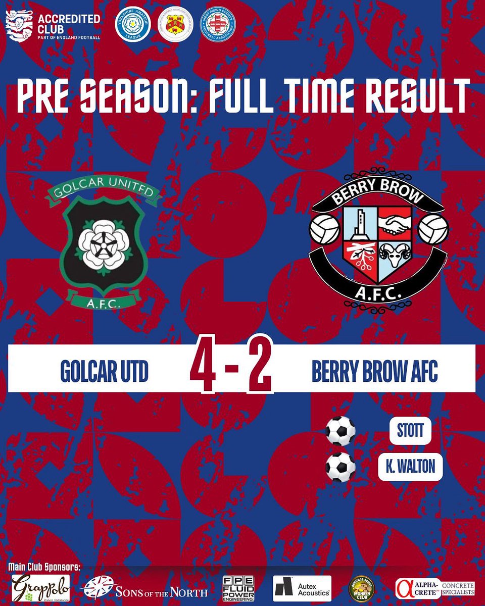 Berry Brow AFC (@berrybrowafc) on Twitter photo Defeat but great pride to take from tonight’s friendly v <a href="/NCEL/">Macron NCEL</a> side, <a href="/golcarunited/">Golcar United A.F.C</a>. It shows how far the club has come the past few years.
We took an early 2-0 lead before ultimately fitness showed. Well played boys 👏🏼
Thank you to Golcar for their hospitality!
#UTB 🔴🔵 Defeat but great pride to take from tonight’s friendly v <a href="/NCEL/">Macron NCEL</a> side, <a href="/golcarunited/">Golcar United A.F.C</a>. It shows how far the club has come the past few years.
We took an early 2-0 lead before ultimately fitness showed. Well played boys 👏🏼
Thank you to Golcar for their hospitality!
#UTB 🔴🔵
