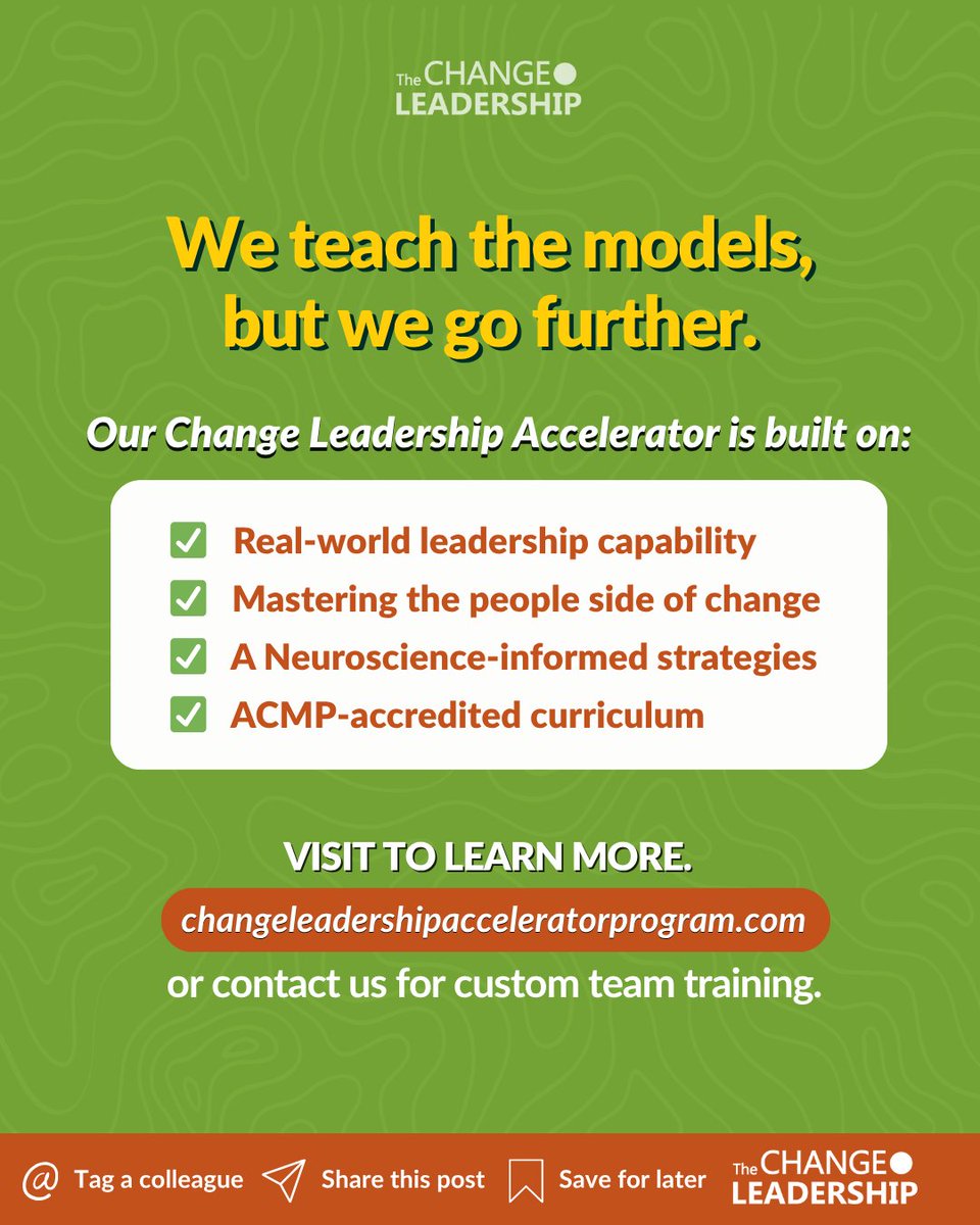 As Change Leaders, we love frameworks and models.

And understandably so.

⸻

Looking for Change Leadership and Change Management Training?

Enrollment is now open for our ACMP Accredited Change Leadership Accelerator Program! 
🔗 Learn more: changeleadershipacceleratorprogram.com