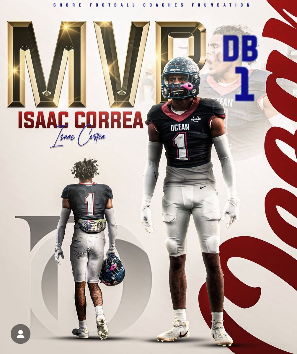 Isaac_Correa35's tweet image. Grateful to be named Defensive MVP for the All Shore Football Game, thank you coaches for the opportunity @CoachTFarrell @CoachCurcione