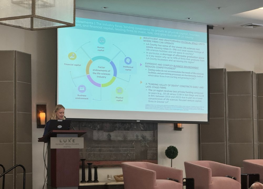 BiocomCA's tweet image. This just in from @EconOppLA's Kelly LoBianco at our #LALifeScienceForum: “We’re thrilled to unveil LA County’s first ever Life Sciences Industry Strategy and Action Plan, our bold roadmap to grow 10,000 quality jobs by 2030 and position LA as a global leader in bio-innovation.”