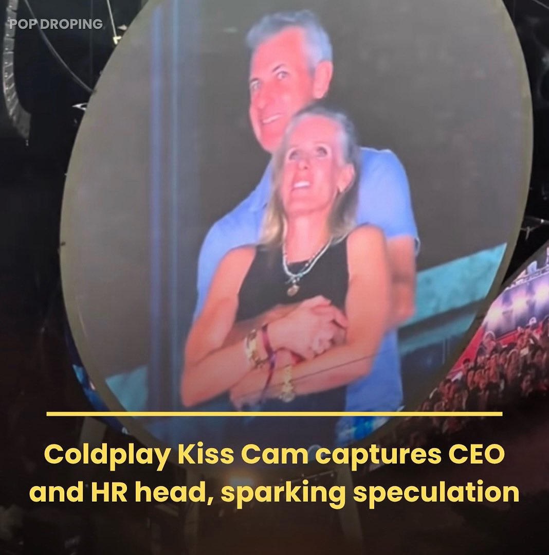 MjPopculture's tweet image. An awkward Coldplay Kiss Cam moment caught Astronomer CEO Andy Byron and CPO Kristin Cabot, leading to viral buzz and questions.
#Coldplay #KissCam #ConcertFail #ViralVideo #AndyByron #KristinCabot #Astronomer #CEO #HR #AwkwardMoment #ConcertDrama #SocialMediaBuzz #Scandal