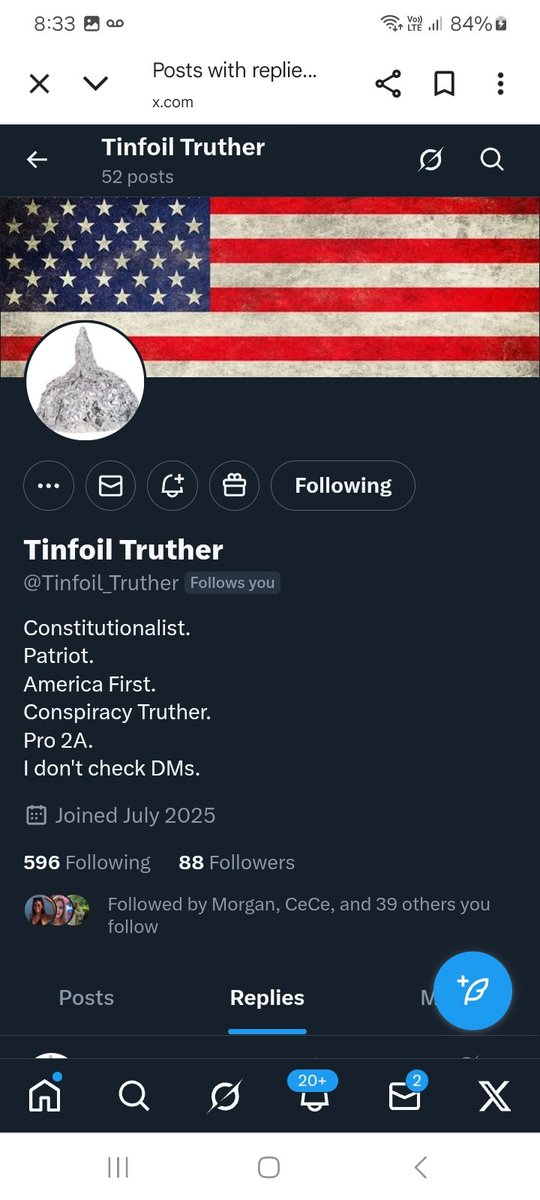 Let's help this new account get some more followers, friends please give <a href="/Tinfoil_Truther/">Tinfoil Truther</a> a follow, repost 💪 🫶 👊 💥 💯 🇺🇸
