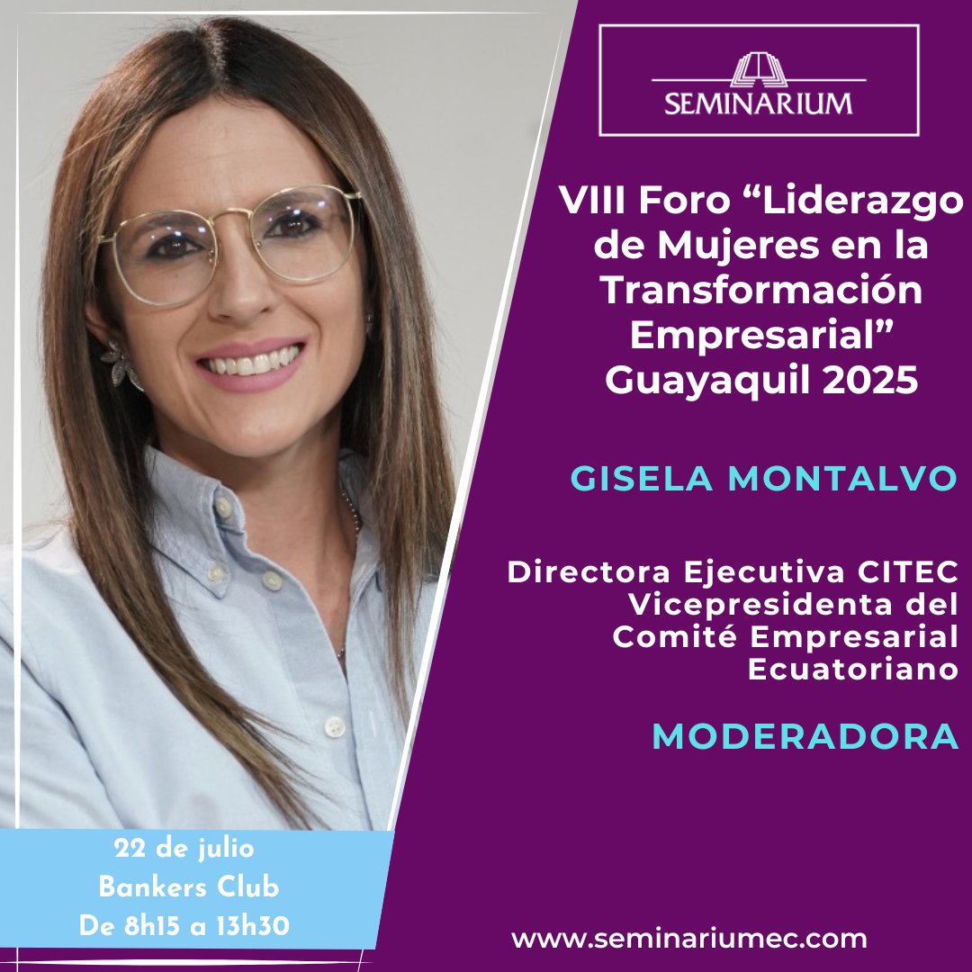 CITEC (@citecec) on Twitter photo 🎤 Este 22 de julio en Guayaquil, <a href="/gisemontalvoch/">gisemontalvoch</a> moderará el VIII Foro “Liderazgo de Mujeres en la Transformación Empresarial 2025”.
📍 Bankers Club | 8h15 - 13h30
🔗 seminariumeec.com
#LiderazgoFemenino #TransformaciónEmpresarial 🎤 Este 22 de julio en Guayaquil, <a href="/gisemontalvoch/">gisemontalvoch</a> moderará el VIII Foro “Liderazgo de Mujeres en la Transformación Empresarial 2025”.
📍 Bankers Club | 8h15 - 13h30
🔗 seminariumeec.com
#LiderazgoFemenino #TransformaciónEmpresarial