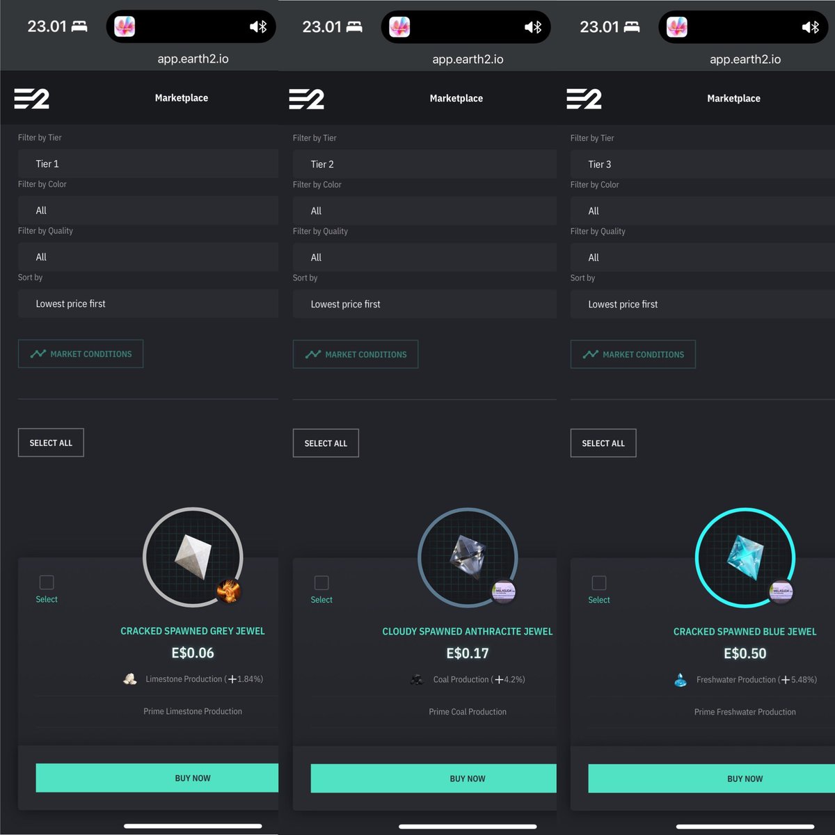 So… #Jewel floor price is slowly rising in #Earth2 

T1 | $0.06
T2 | $0.17
T3 | $0.50

Jewels will soon reach its cap, and these prices likely won’t stay this low. The broader community seems to be slowly waking up to this. Don’t sleep on this one!