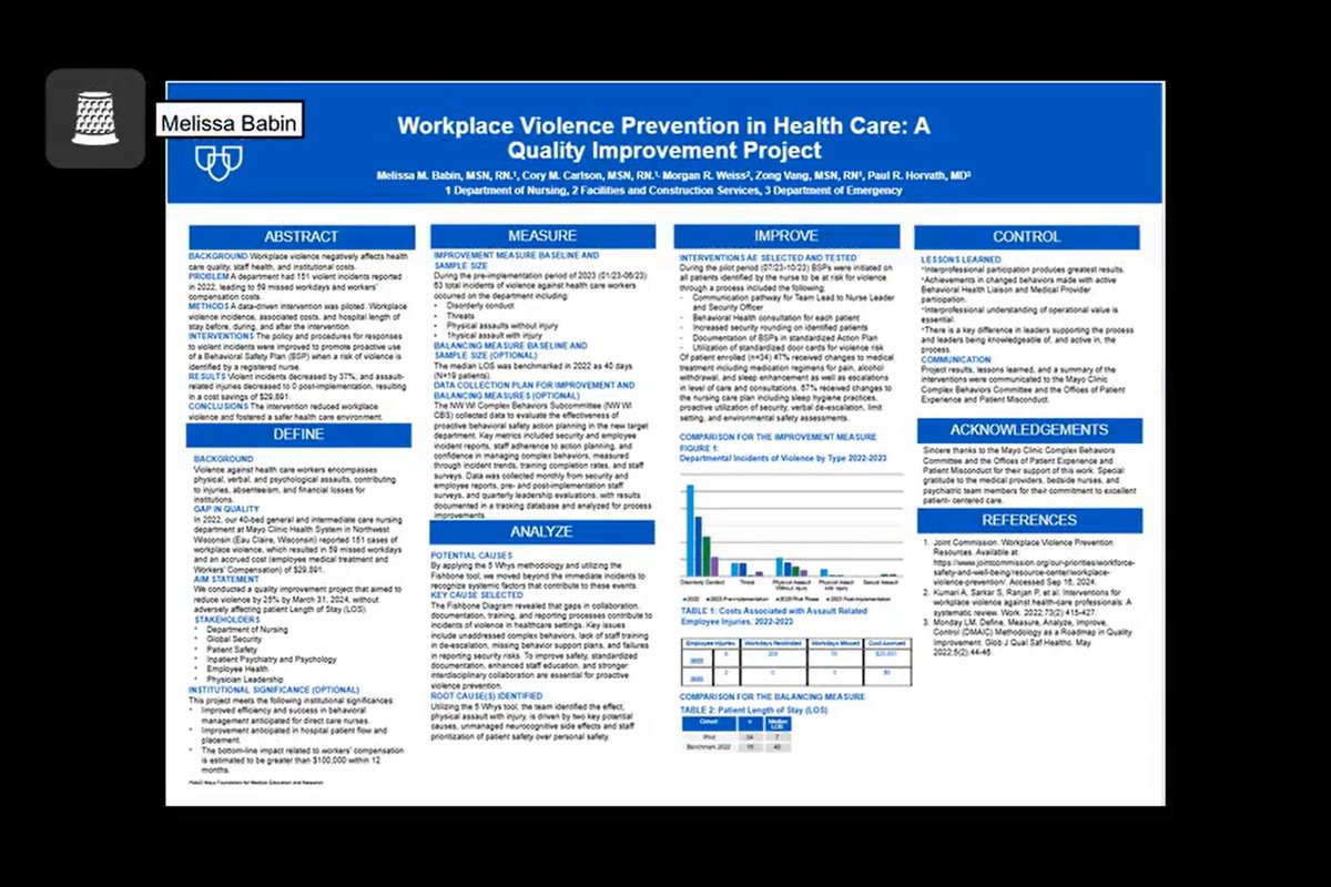 "Proactive Workplace Violence Prevention in Health Care: A Quality Improvement Project"

Our quality improvement intervention reduced workplace violence and fostered a safer health care environment.

#Video tinyurl.com/23pp2jj5
tinyurl.com/5hbxssru