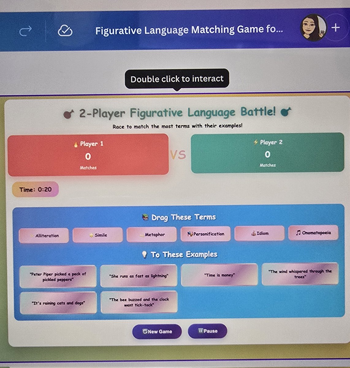 Mvargas_2's tweet photo. Fun matching game using Canva "code for me" feature. Reinforcing comprehension. 💻✨️ @cgarza0930 @msgracia15
@Leticia_FF77 @KarinaMarin @SaraLeeSanchez2 @marisol_garza_1
@MarlenHinojosa8 #LJTECHi3 @LaJoyaISDEdTech https://t.co/kPSKwNxOG5