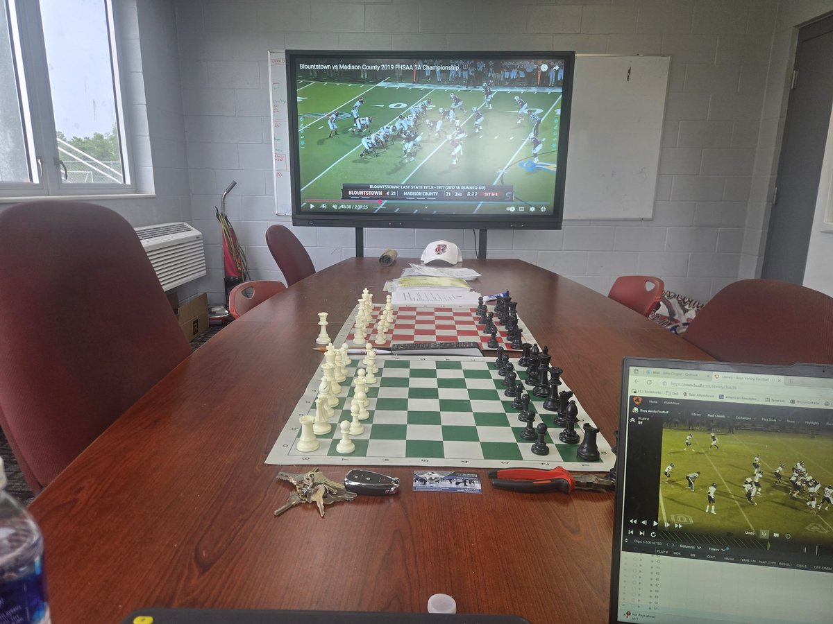 Coach___Cooper's tweet image. Watching one hell of a state championship game from 2019 before the staff/players get in for our afternoon session.