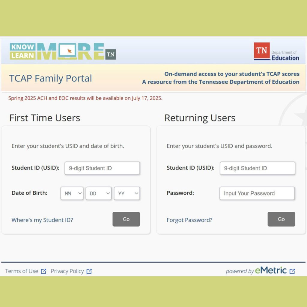 AlanRamos37774's tweet image. Parents- You can now access your students’ scores and recommended next steps online through the TCAP Family Portal. To access the TCAP Family Portal, visit: familyreport.tnedu.gov/login #FamilyPortal #TCAP #LoudonCounty