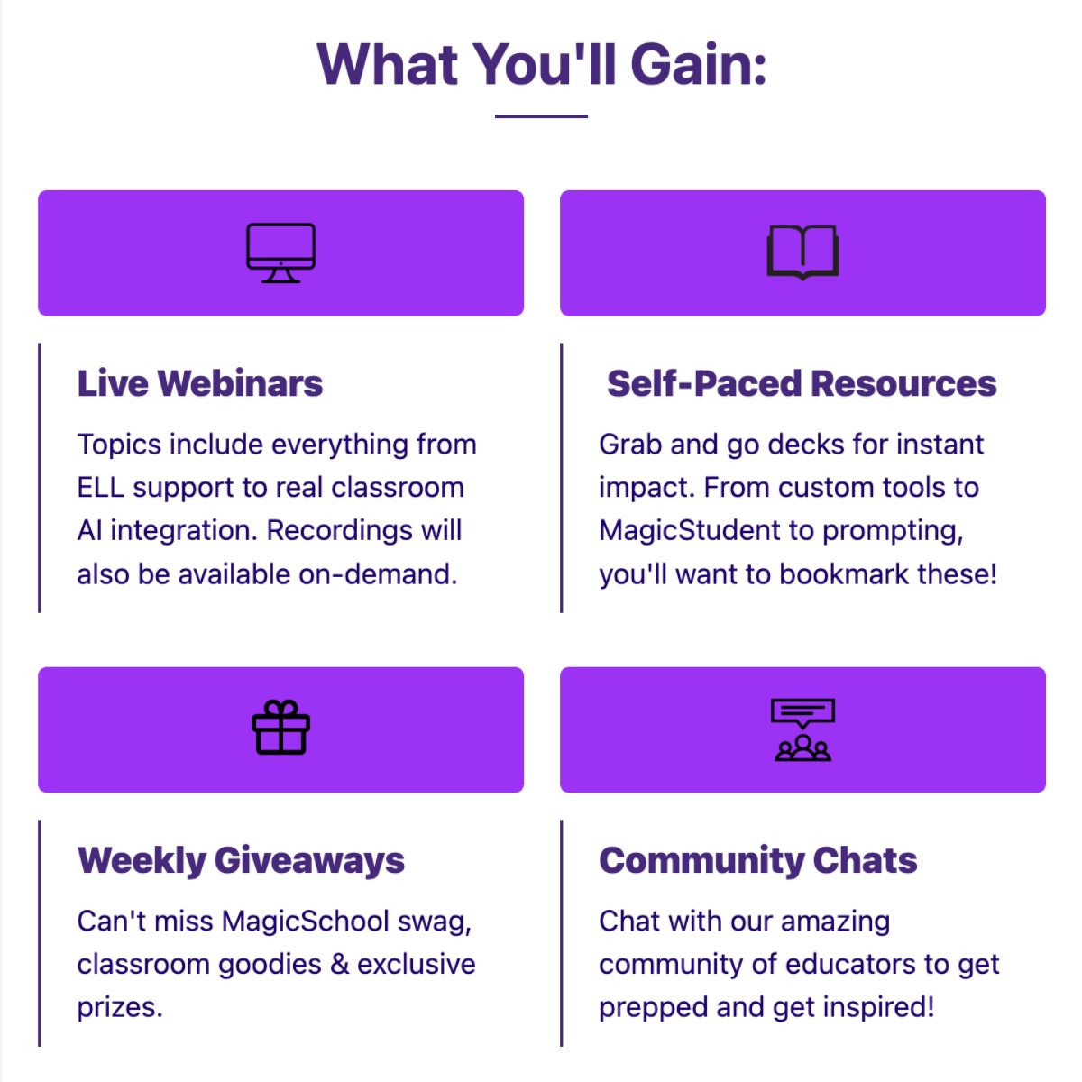 magicschoolai's tweet image. The MagicSchool Summer Academy is officially in session — and you’re invited! 💜
This two-week event is packed with live webinars, self-paced resources, community chats, and even weekly giveaways to help you feel confident and ready for back-to-school season.
Whether you're…
