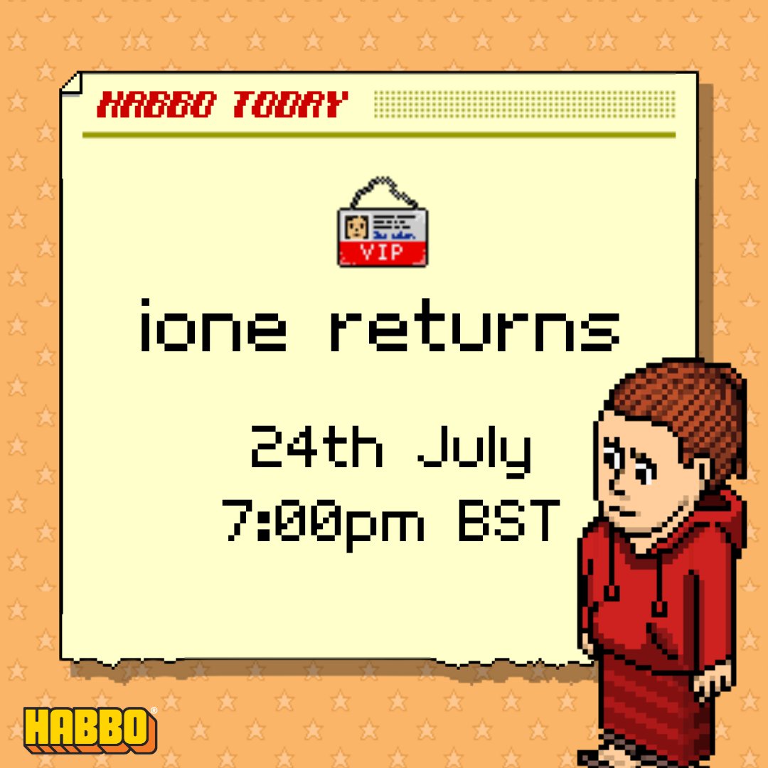 OriginsMatthew's tweet image. 👑 ione – the first ever UK Habbo Hotel Manager, the legend herself – is logging back in to @HabboOrigins !
🎙️ Join me for a live one-to-one interview + hotel visit
🗓️ Thursday 24 July
🕖 7pm BST
📺 Twitch (OriginsMatthew)
Want to "ask auntie ione" a question?
Just reply…
