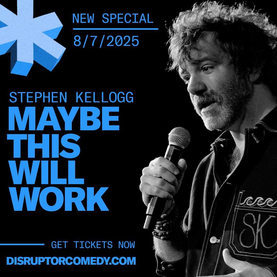Stephen_Kellogg's tweet photo. Tickets for Stephen Kellogg’s new special, “Maybe This Will Work” are on sale NOW only at https://t.co/ivrHoves9U
🎤 Releasing 8/7
#disruptorcomedy #stephenkellogg #comedian #comedyspecial #maybethiswillwork https://t.co/pTN3WCcowB