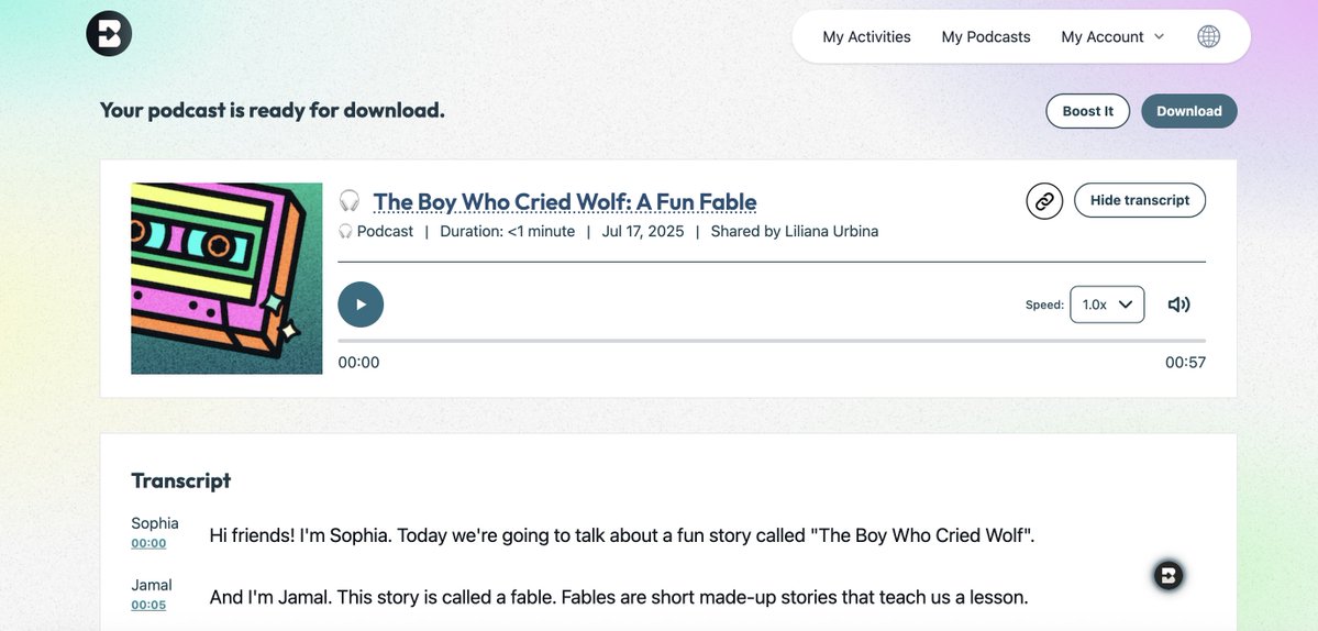 LilyUrbinaa13's tweet image. My favorite aha moment of @briskteaching is being able to generate a Podcast right off the RLA Lesson Plan for my students! 🥳 MINDBLOWING!  @msgracia15
@Leticia_FF77 @KarinaMarin @SaraLeeSanchez2 @marisol_garza_1
@MarlenHinojosa8 #LJTECHi3 @LaJoyaISDEdTech