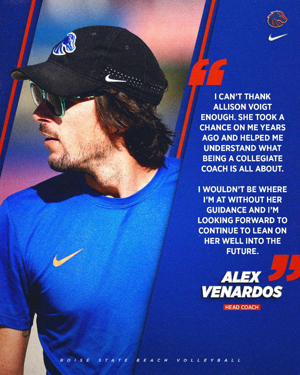 BroncoSportsBVB's tweet image. "I'm extremely passionate about 𝐁𝐨𝐢𝐬𝐞 𝐒𝐭𝐚𝐭𝐞 𝐁𝐞𝐚𝐜𝐡 𝐕𝐨𝐥𝐥𝐞𝐲𝐛𝐚𝐥𝐥 and can't wait to continue leading this program to compete among 𝐭𝐡𝐞 𝐧𝐚𝐭𝐢𝐨𝐧'𝐬 𝐛𝐞𝐬𝐭."
Introducing 𝐇𝐄𝐀𝐃 𝐂𝐎𝐀𝐂𝐇 Alex Venardos 👏
#BleedBlue | #WhatsNext