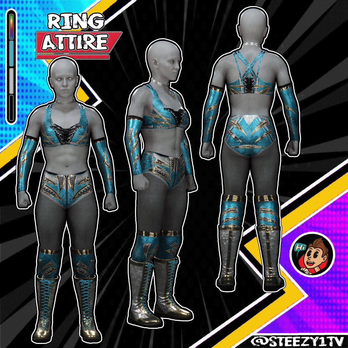 #WWE2K25 Attire Commissions

Various interchangeable attires (meaning one colour can be changed in game)🎨

🔴Asher Hale inspired trunks
🟣Josh Alexander inspired singlet
⚫️🔵Two sets of female gear

Accepting new commission requests! DM me for prices and/or info! 🫡

Join my