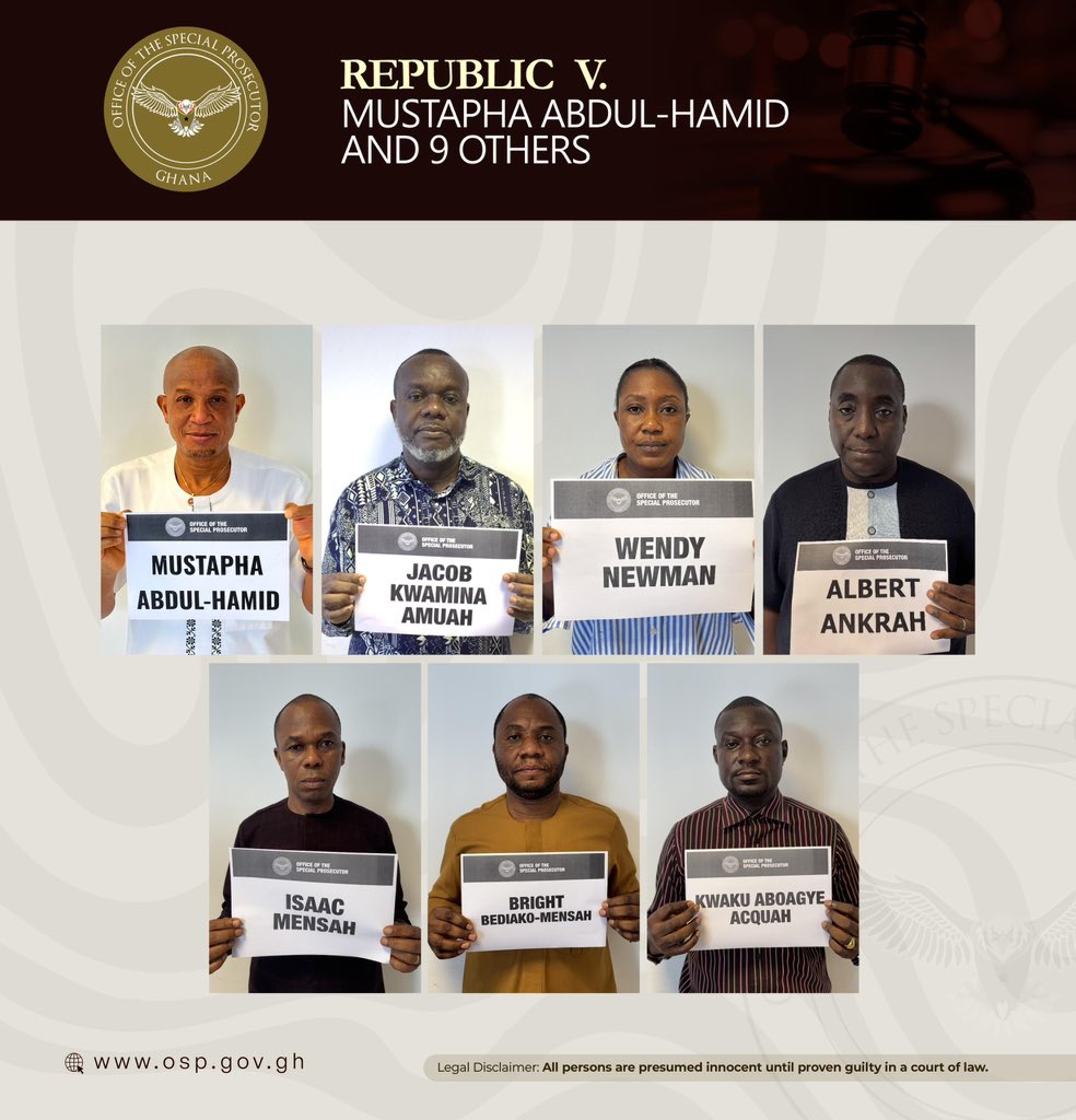 ospghana's tweet photo. Update

Accused Mustapha Hamid and 9 Others will be put before the Criminal Division 3 of the High Court on Wednesday 23 July 2025. All accused persons are currently on OSP inquiry bail. https://t.co/1aBFrePsEt