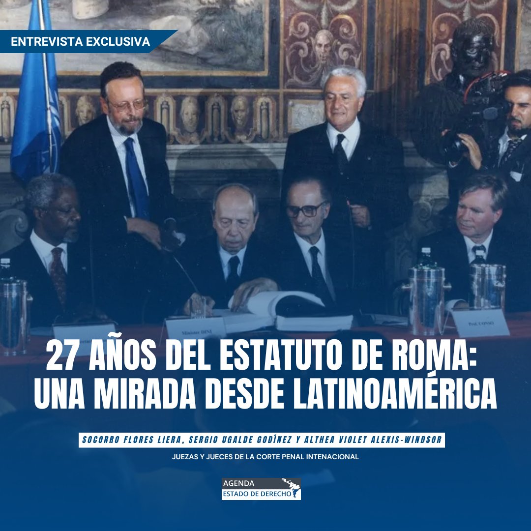 Agenda Estado de Derecho (@a_estadoderecho) on Twitter photo Para celebrar los 27 años del Estatuto de Roma, Agenda Estado de Derecho te invita a una entrevista exclusiva y única en su tipo: por primera vez, un portal académico en la región reúne a tres jueces de la Corte Penal Internacional (<a href="/CourPenaleInt/">CPI-Cour pénale int.</a>): Althea Violet Alexis-Windsor, Para celebrar los 27 años del Estatuto de Roma, Agenda Estado de Derecho te invita a una entrevista exclusiva y única en su tipo: por primera vez, un portal académico en la región reúne a tres jueces de la Corte Penal Internacional (<a href="/CourPenaleInt/">CPI-Cour pénale int.</a>): Althea Violet Alexis-Windsor,