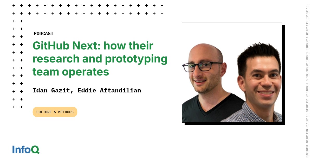 InfoQ's tweet image. A “department of fool around and find out&apos;&quot; - that&apos;s how #GitHubNext approaches innovation!

Idan Gazit &amp;amp; Eddie Aftandilian reveal how their team drives the future of #AI-powered developer tools through rapid experimentation &amp;amp; user feedback.

🎧 bit.ly/4eRV37o

#InfoQ