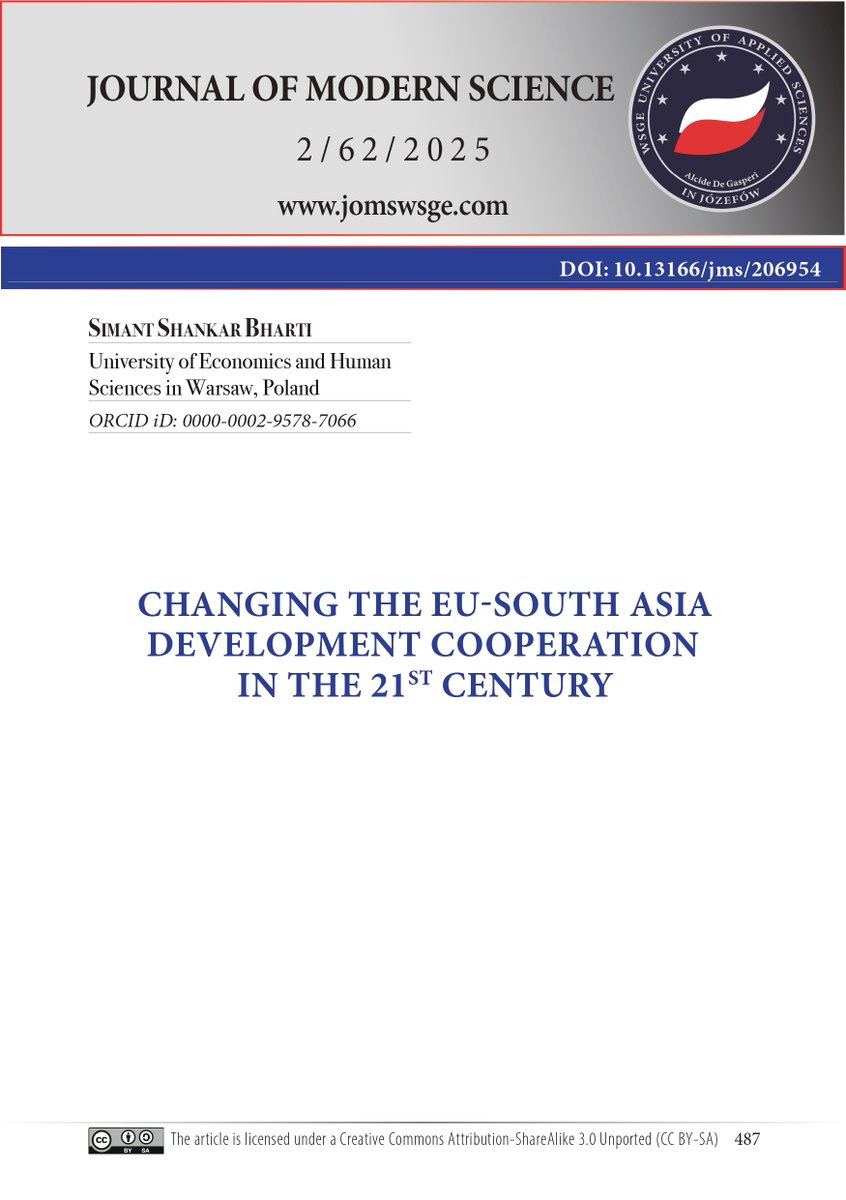 simant_uw's tweet image. I&apos;m happy to share the publication of my latest article, &quot;Changing the EU–South Asia Development Cooperation in the 21st Century,&quot; in the Journal of Modern Science. 👉jomswsge.com/Changing-the-E…
#EuropeanUnion #SouthAsia #Development