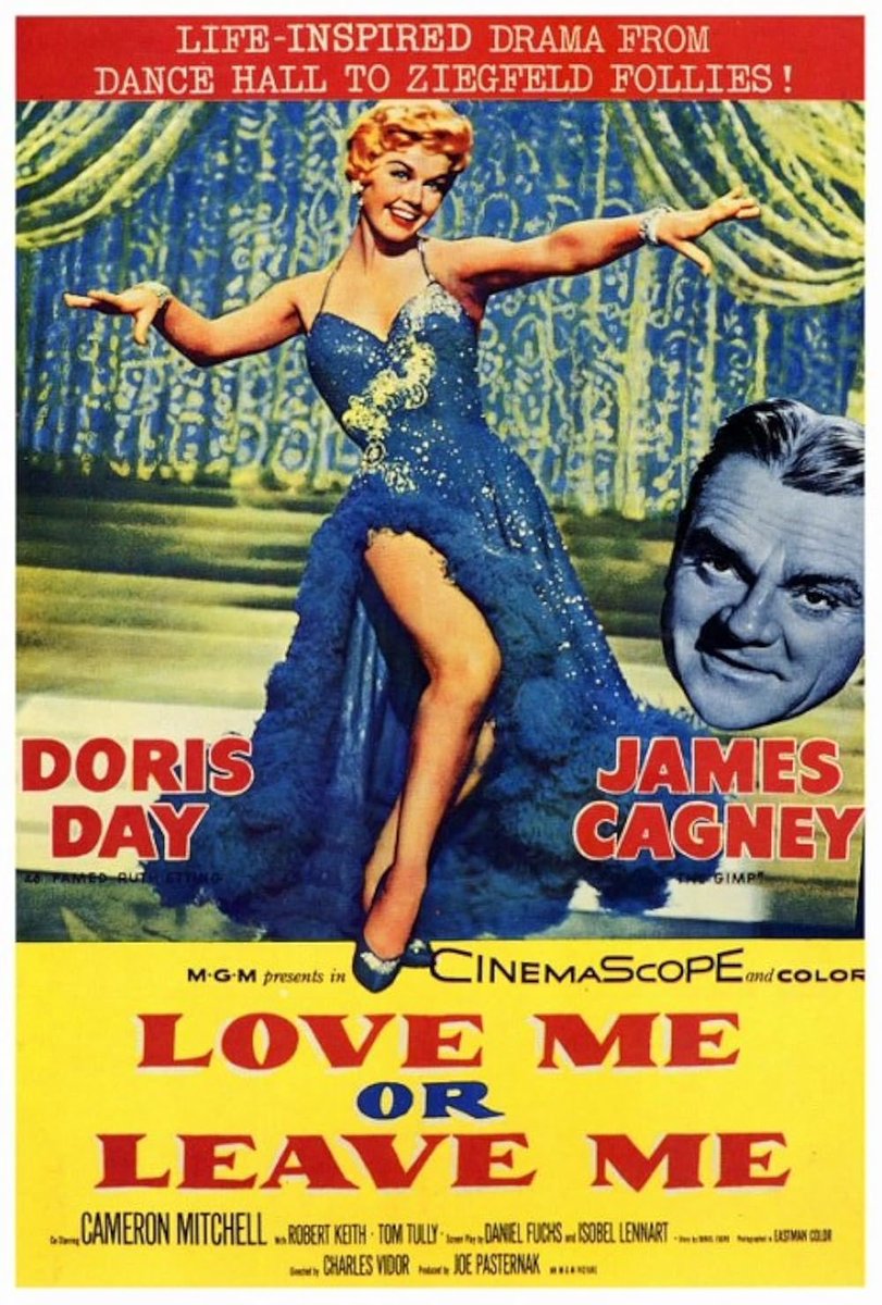 FrankMalfitano's tweet photo. YET ANOTHER 100 FAVORITE FILMS (IN NO ORDER) 28: On #JamesCagney 🎂 here’s the 1955 #musical #biopic of #1920s #singer #RuthEtting which gave #DorisDay 1 of her best roles with Jimmy 👍 as her controlling but not entirely unsympathetic gangster mentor/love #CameronMitchell #1950s https://t.co/tnRxNegkJc