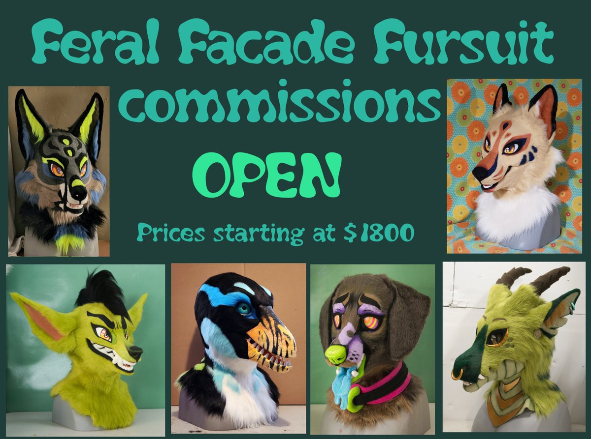 feralfacade's tweet photo. Im working on finishing the last suit in my queue, so im opening 2 spots!

Quote form on my site.
#fursuit #fursuitcommission https://t.co/TBItcdYpGk