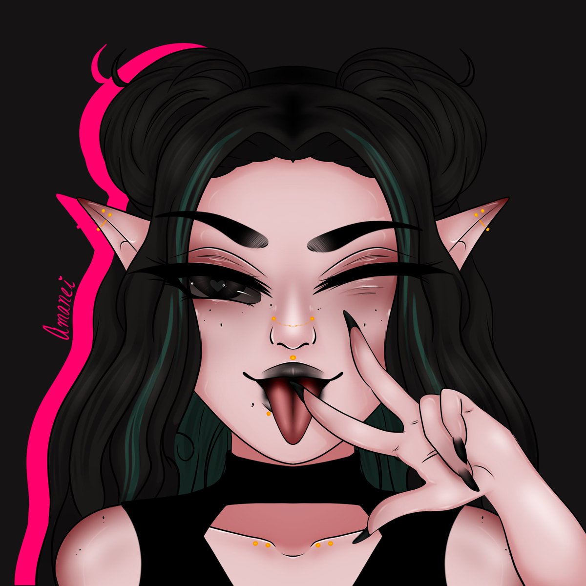amaneixo's tweet photo. Vivienne, my goth elven persona that acts just like her creator. 
She's an MF'ing brat. 

Art: @amaneixo https://t.co/6J4hsHYgdT