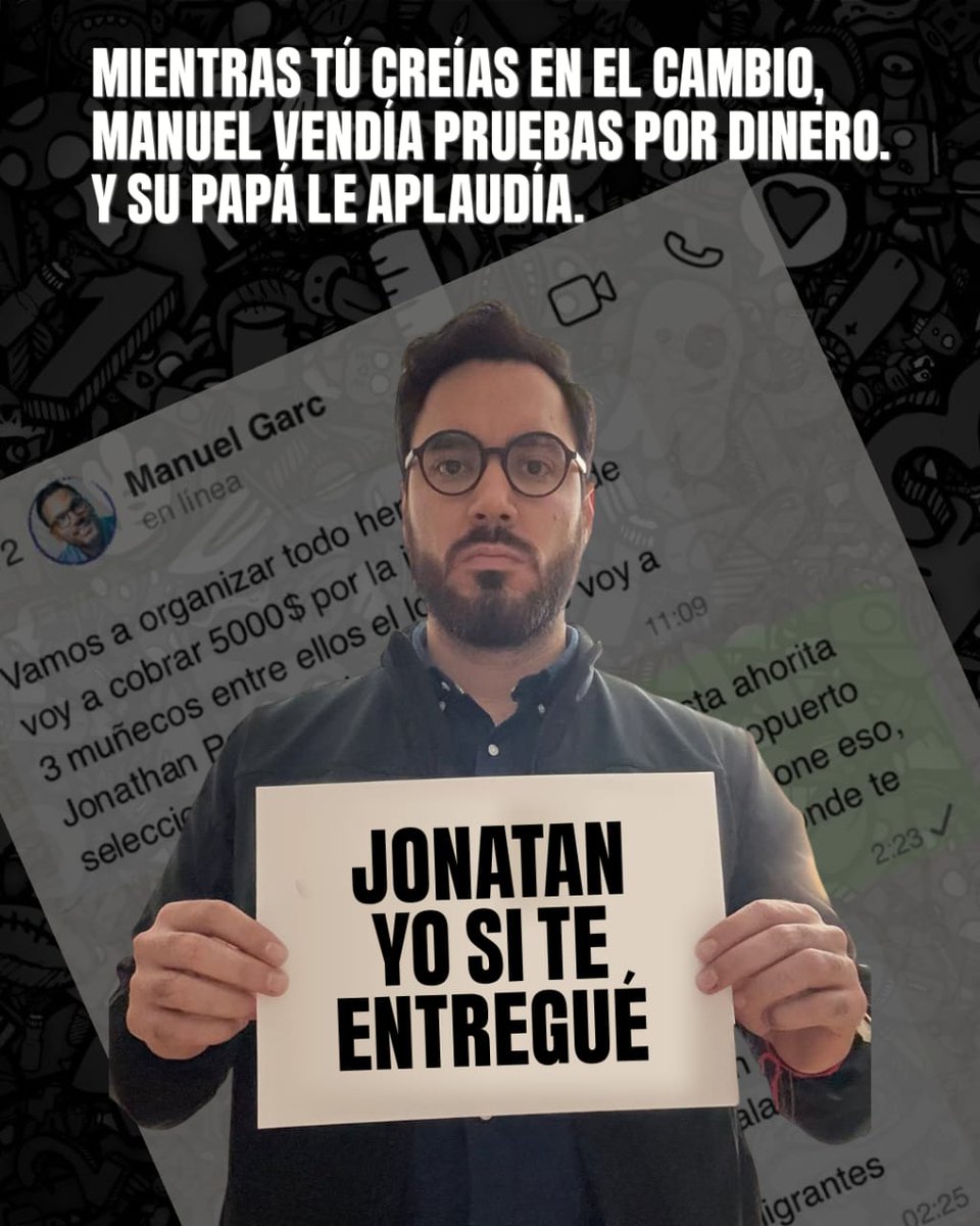 Según fuentes tanto Jonathan Palacios como Manuel García hijo del ex diputado Ismael García, usan la estafa en redes para sacar dinero, García a cambio de información de su propia gente. 🤑 ¡Todo un  estafador!
#JonatanYManuelBandidos