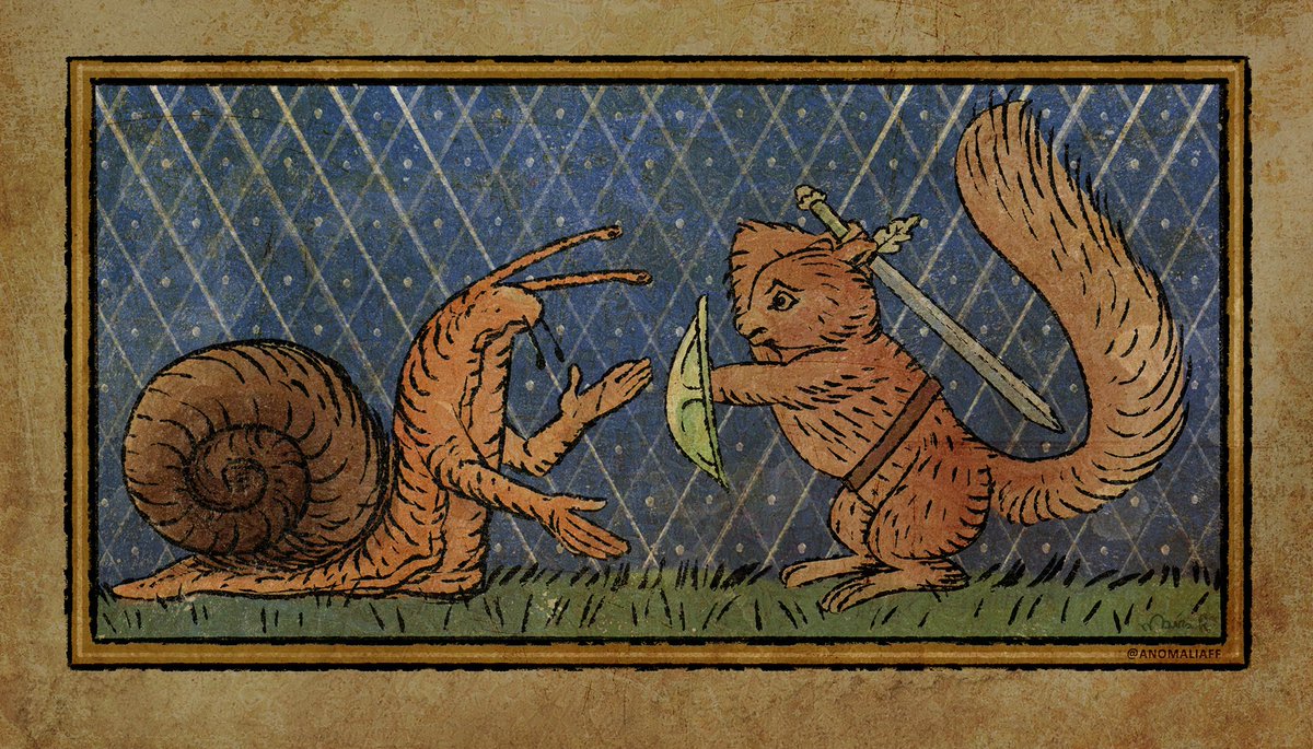My first artfight attack of the year!
I’m in my medieval illuminated manuscript era, so bear with me lol
#artfight2025 #squirrel #slug #manuscriptart