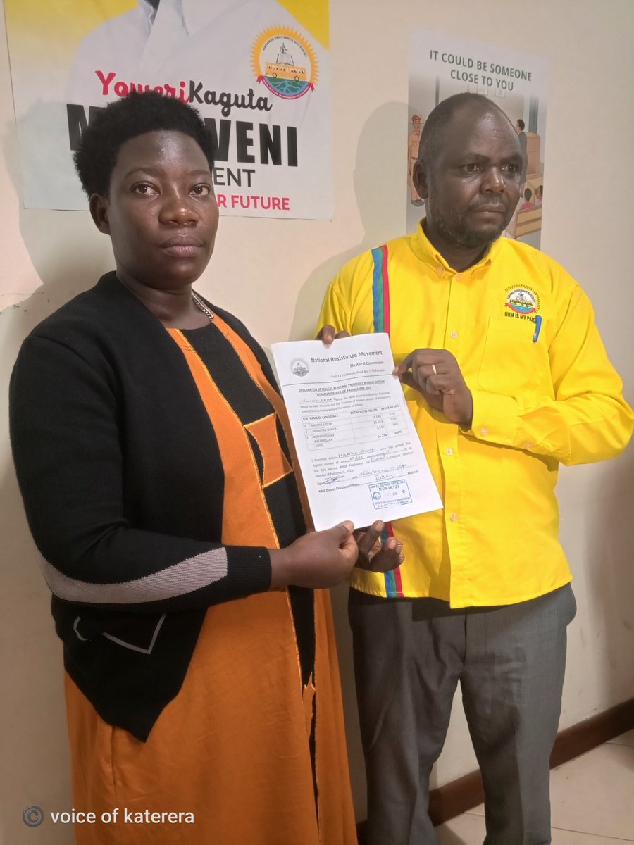 VKaterera's tweet image. Update.Hon Arinaitwe Jeniva Nalongo has been declared a winner for Rubirizi District woman mp in nrm primaries 2025.