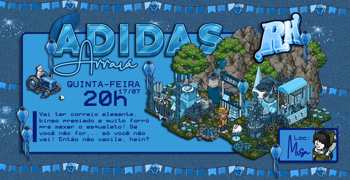 🌽 É HOJE, “SÔ”!

Às 20h, haverá arraiá dos bons com Adidas e Rádio Habblet! Veste teu melhor traje caipira e vem curtir uma noite pra lá de arretada! Se você não for… só você não vai. Vem fazer parte dessa festança inesquecível! 🤠🎉