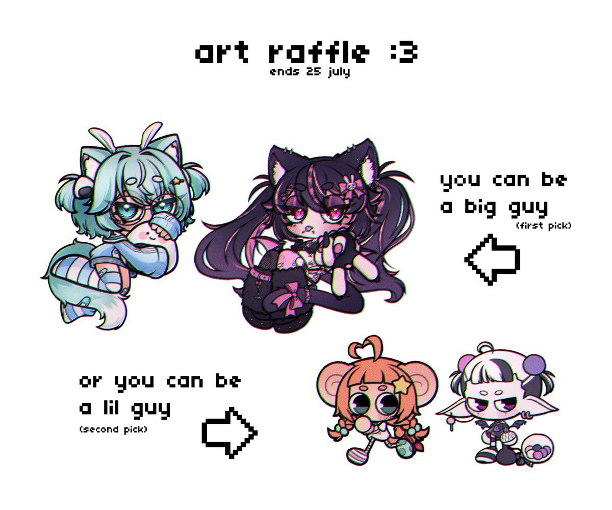 🍭 art raffle 🍭
to celebrate one year of drawing .. 🖍️
2 winners , 2 prizes :3

🍬 rules :: 
・rt + like  
・(optional) post png

🦷 ends 25 july  !! 
#vtuber ・ #envtuber