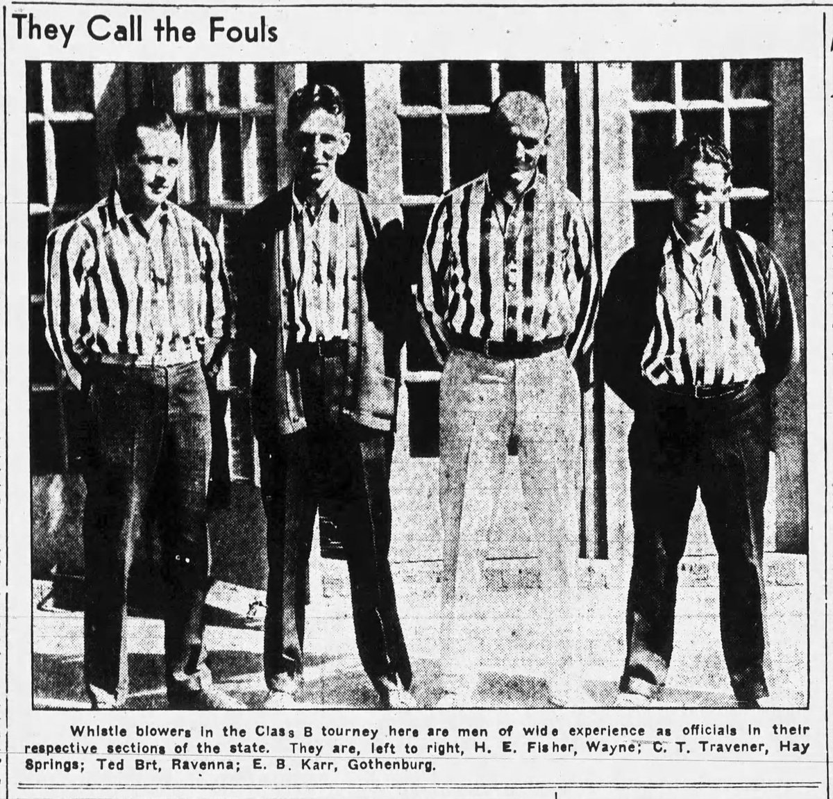 SuitUpVarsity's tweet image. The officiating crew for the 1935 Class B state tournament in Hastings, one of only five years of split tournaments in Nebraska.