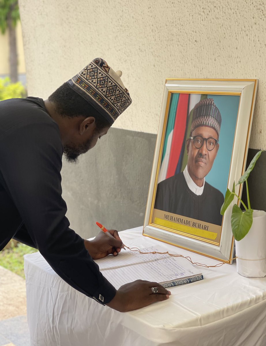 S. M. Bello (Binbaz) (@smb_binbaz) on Twitter photo Yerstaday, I signed the condolence registry opened in honor of our late former President, <a href="/MBuhari/">Muhammadu Buhari</a> as directed by H.E <a href="/officialABAT/">Bola Ahmed Tinubu</a>
His legacy of honesty, discipline & integrity will continue to inspire generations to come.
May Allah forgive him and grant him Jannatul Firdaus Yerstaday, I signed the condolence registry opened in honor of our late former President, <a href="/MBuhari/">Muhammadu Buhari</a> as directed by H.E <a href="/officialABAT/">Bola Ahmed Tinubu</a>
His legacy of honesty, discipline & integrity will continue to inspire generations to come.
May Allah forgive him and grant him Jannatul Firdaus